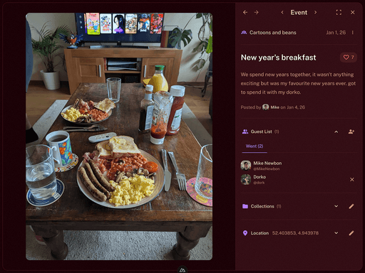 Event planning view with calendar and guest list