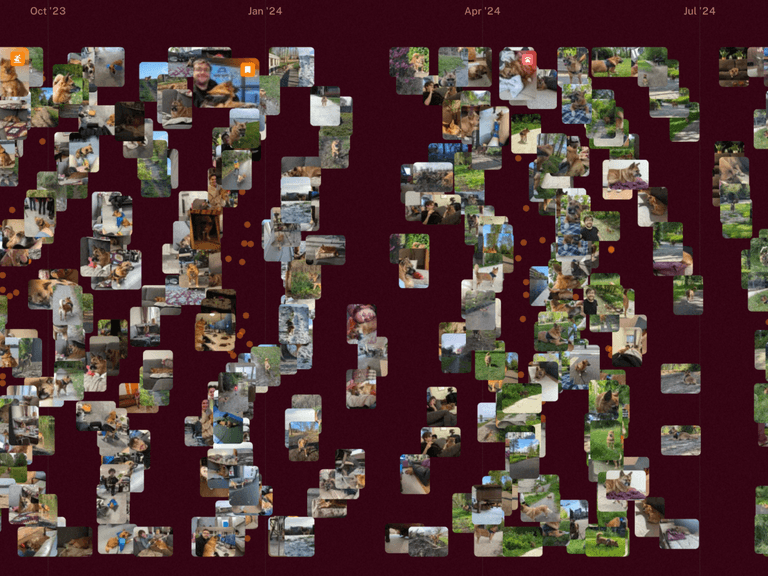 Screenshot of the lovd timeline view showing photos arranged chronologically