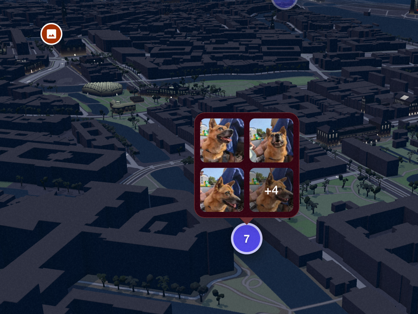Map view with memory locations pinned